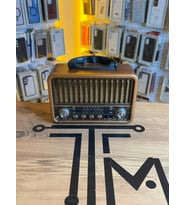 Nostaljik Dikey Izgaralı Radyo Bluetooth FM AM SW USB TF Kart Destekli (Açık Kahverengi)