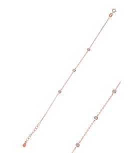 Gümüş rose zirkon taşlı bileklik SGTL9039