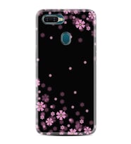 Oppo A5S A15 A16 A54 A55 A73 A74 Kılıf Desemli Silikon Black flowers 1391