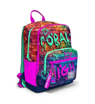 CORAL HIGH 23629 KIDS PEMBE LACİVERT GRAFİTİ DESENLİ DÖRT BÖLMELİ SIRT ÇANTASI