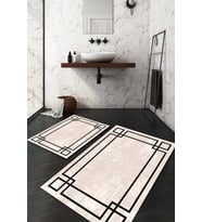 Dijital Baskılı Kaymaz Taban Yıkanabilir 2'li Klozet Takımı Banyo Paspası NDKZ-HK-172 (Bej)