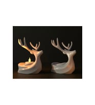 2 Adet Beyaz Renk Dekoratif Yılbaşı Tealight Geyik Hediyelik Ev Dekorasyonu (INDIGO-BEYAZ)