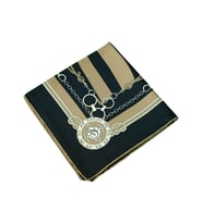 VESİ Eşarp Zincir Desenli Sport Twill Eşarp 120x120 cm (Siyah-Bej)
