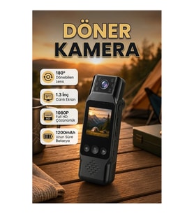 1080P Full HD Mini Kamera 180° Döner Lens, Hareket Algılama ve 1200mAh Batarya