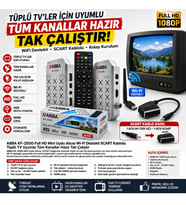 ABBA KF-2500 Full HD Mini Uydu Alıcısı WiFi Destekli Tüplü TV Uyumlu AV SCART Kablolu Tüm Kanallar Hazır Tak Çalıştır Wi-Fi Anteni Dahil