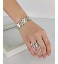 Gümüş Rengi Çelik Kelepçe ve Yüzük 312