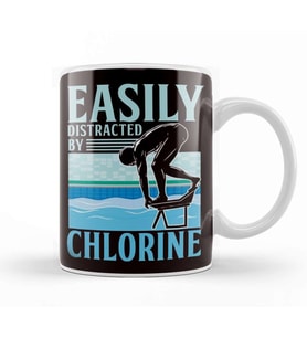 Distracted By Chlorine Swimmer Swimming Pool Swim Athlete Kupa Bardak Porselen