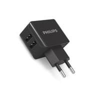 Philips DLP2502/78 2 USB Çıkışlı Duvar Şarj Cihazı, Siyah