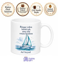 Yelkenli Temalı Baskılı Kupa Bardak Deniz Hediye Özel Tasarım Porselen Mug