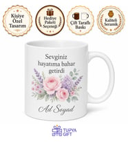 Kayınvalideye Hediye Canım Kayınvalidem Çiçek Desenli Kupa Bardak Özel Tasarım