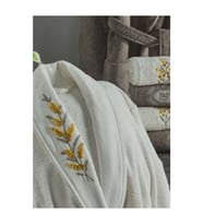 Dantela Premium Daisy 6 Parça Pamuk Aile Bornoz Seti-Krem Bej