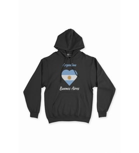 Buenos Aires Arjantin Bayraklı Kalpli Siyah Sweatshirt Hoodie