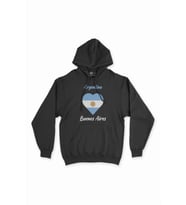 Buenos Aires Arjantin Bayraklı Kalpli Siyah Sweatshirt Hoodie