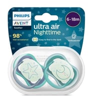 Philips Avent Ultra Air Night Karanlıkta Parlar Gece Emziği 6-18 ay Erkek SCF376/13
