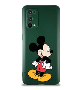 Realme 7 Pro Soft Premier Kapak Mickey Mouse-D Tasarımlı Silikon Kılıf - Yeşil (Şeffaf)