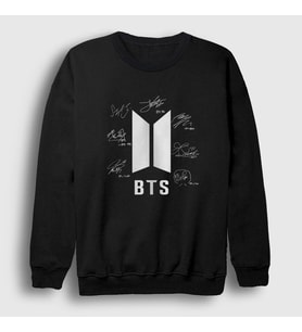 Presmono Unisex Siyah Signs Bts Sweatshirt 22653tt