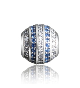 Nur Silver Mavi ve Beyaz Taşlı Yuvarlak Gümüş Charm NUR-BL00139