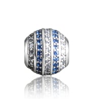 Nur Silver Mavi ve Beyaz Taşlı Yuvarlak Gümüş Charm NUR-BL00139