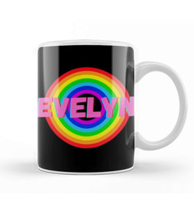 Evelyn  Name personalized Custom   vintage Retro Rainbow Style Design Gift Baby Gift For Her Kupa Bardak Porselen