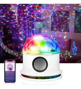 Süper Parlak Ses Kontrollü Kristal Led 10Watt Bluetooth Hoparlörlü Atmosfer Gece Lambası