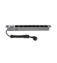 AmpConnect 19" 1u 8'li Schuko Soketli On/off Anahtarlı Alüminyum Rack Kabin Grup Prizi Pdu