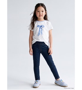LCW Kids İndigo Kız Çocuk Denim Görünümlü Tayt