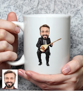 Kişiye Özel Bağlama Tasarımlı Karikatürlü Kupa Bardak 107