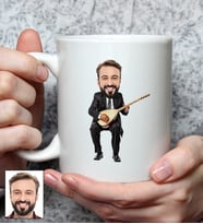 Kişiye Özel Bağlama Tasarımlı Karikatürlü Kupa Bardak 107