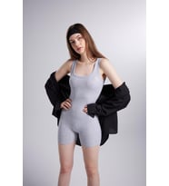 Fitilli Kumaş Şortlu Zoe Tulum Gri