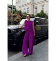 Nare Mor Bluz Geniş Paça Pantolon Alt Üst Takım (Mor)