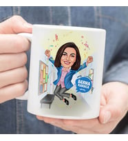 Kişiye Özel Sevinçli Kız Karikatürlü Kupa Bardak