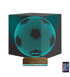 Luvivia Futbol Topu Futbolcu Taraftar Kişiye Özel 3D Lamba - Masa Gece Lambası