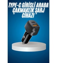 Araç İçi Hızlı Şarj Soketi 38W Oto Çakmaklık Type-C Araba Çakmaklık