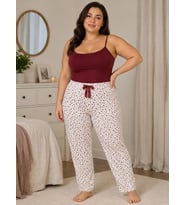 Kadın Büyük Beden Desenli Milan Tek Alt Pijama