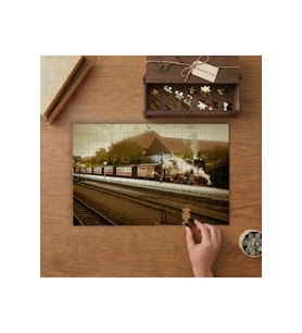 Eski Tren - Lokomotif Tasarımı 240 parça Ahşap Puzzle Ahşap Kutuda MP04518