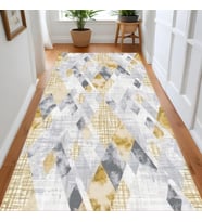 Eliana Home Dijital Baskı Yıkanabilir Kaymaz Taban Salon Halısı Ve Yolluk LNA0981-FNL231 (Sarı)
