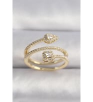 Pirinç Gold Renk Zirkon Taşlı Ok Model VIP Seri Kadın Yüzük TJ-BYK3502