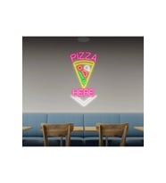 PIZZA HERE Yazılı ve Şekilli Neon Tabela