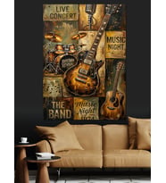 Live Music Klasik Gitar Posteri Dekoratif Kanvas - Mdf Ahşap Tablo