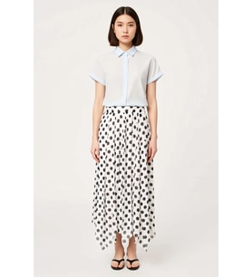 Kadın Maxi Etek Puantiyeli Tül Astarlı A-Line Asimetrik Kesim Polyester Rahat Yaz Koleksiyonu Günlük