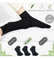 Erkek Patik Düz Desen (3 Çift) Bambu Dikişsiz Hassas Dokuma Parfümlü Kısa Çorap (Siyah)