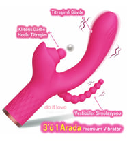Do it love - 3'ü 1 Arada Doyumsuz Premium Vibratör – Titreşim ve Vuruş Simülatörü - Pembe (STD)