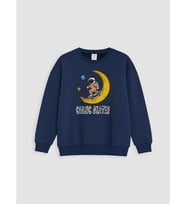 LC WAIKIKI İndigo Baskılı Erkek Çocuk Sweatshirt