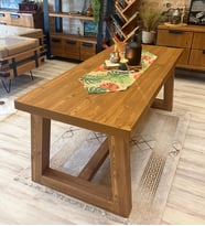NTConcept Farmhouse Ahşap Masif Yemek Masası 100x220cm (Ceviz Rengi)