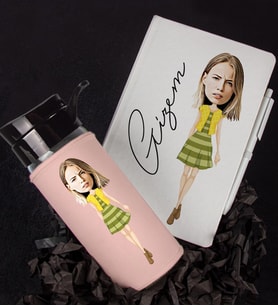 Kişiye Özel Karikatür Tasarım Defter Kalem Matara Hediye Seti 96458