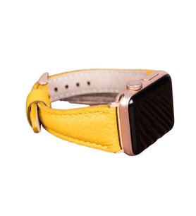 Apple Watch Uyumlu Deri Kordon 42-44-45mm Slim FL12 (Sarı)