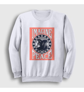 Presmono Unisex Beyaz Peace Beatles John Lennon Sweatshirt