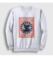 Presmono Unisex Beyaz Peace Beatles John Lennon Sweatshirt
