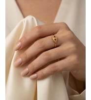 Minimal Göz Form Gold Çelik Yüzük – Ayarlanabilir Açık Form Kadın Yüzük