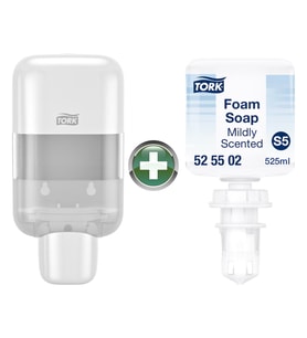 Tork Mini S5 Sabun ve Dezenfektan Dispenseri Beyaz 565200 + Köpük Sabun 525502 Hediyeli